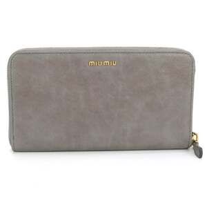 Miu Miu MIU Outlet Long Wallet with Zip-Around Closure, 5M0506, Women's, Gray